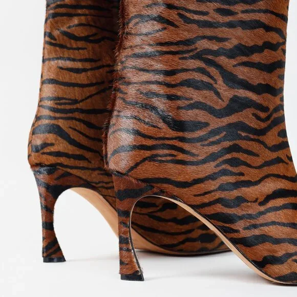 Alexandre Birman Kyra Brown Haircalf Zebra Knee-High Boots - Picture 9 of 12